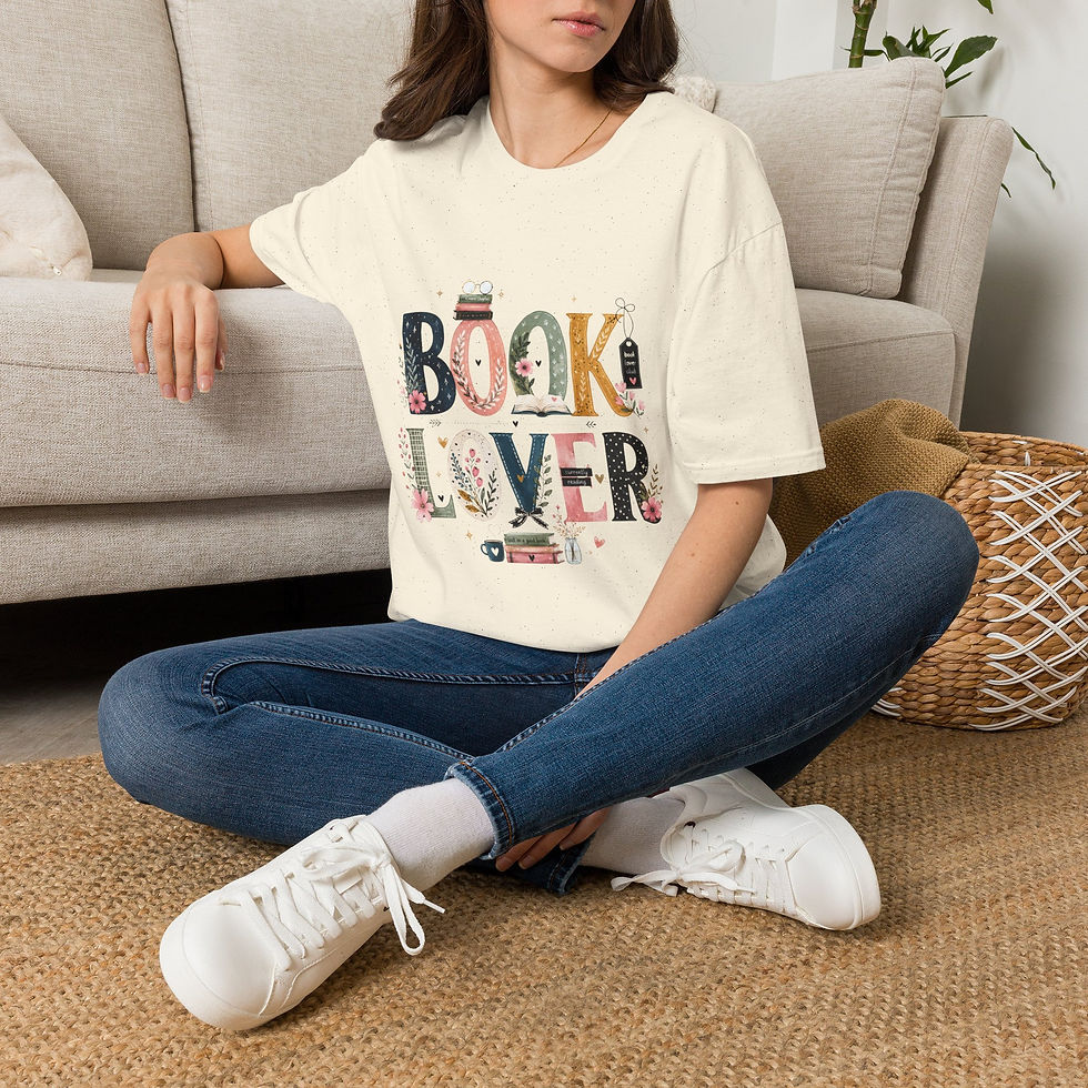 Thumbnail: Book Lover graphic tee | Book-themed T-Shirt, Illustrated BOOK letters