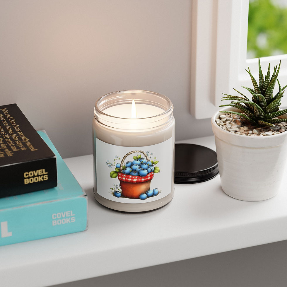 Thumbnail: Blueberry Basket Candle | 9oz Soy Jar, Rustic Berry Illustration