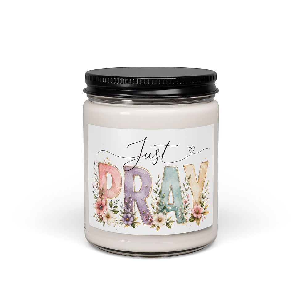Thumbnail: Just Pray floral watercolor lettering Candle | 9oz Soy Jar