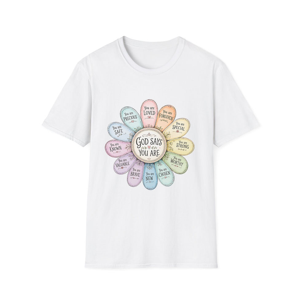 Thumbnail: God Says You Are affirmation flower T-Shirt | Christian faith shirt