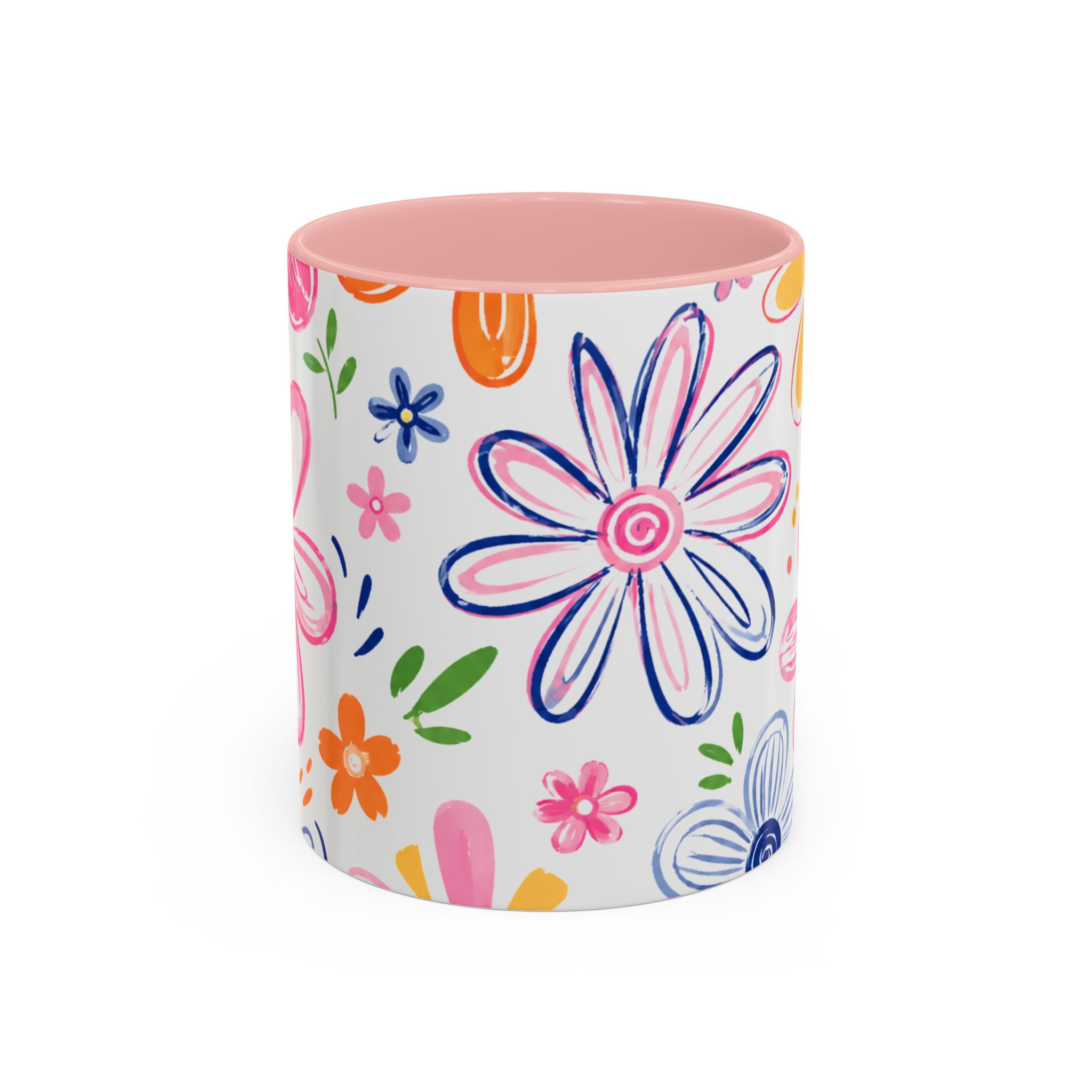 Hand-Drawn Colorful Daisies Floral Mug | Accent Coffee Mug