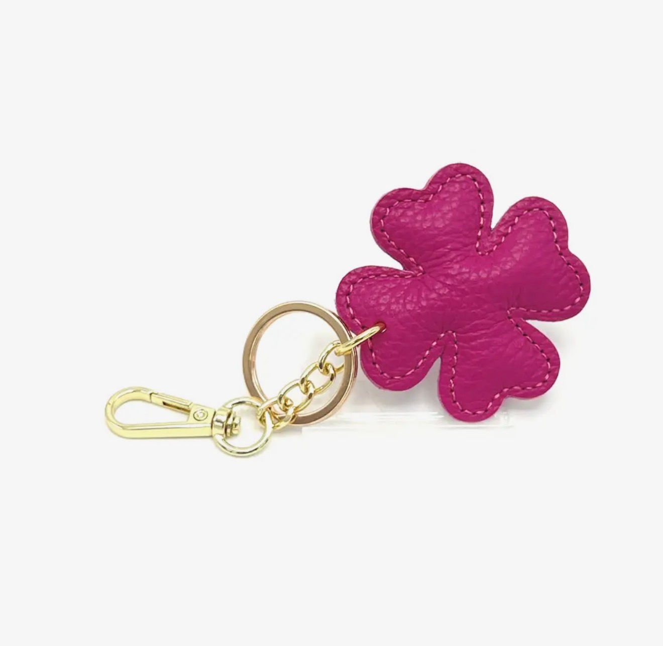 Schlüsselanhänger "Glück", Leder, fuchsia