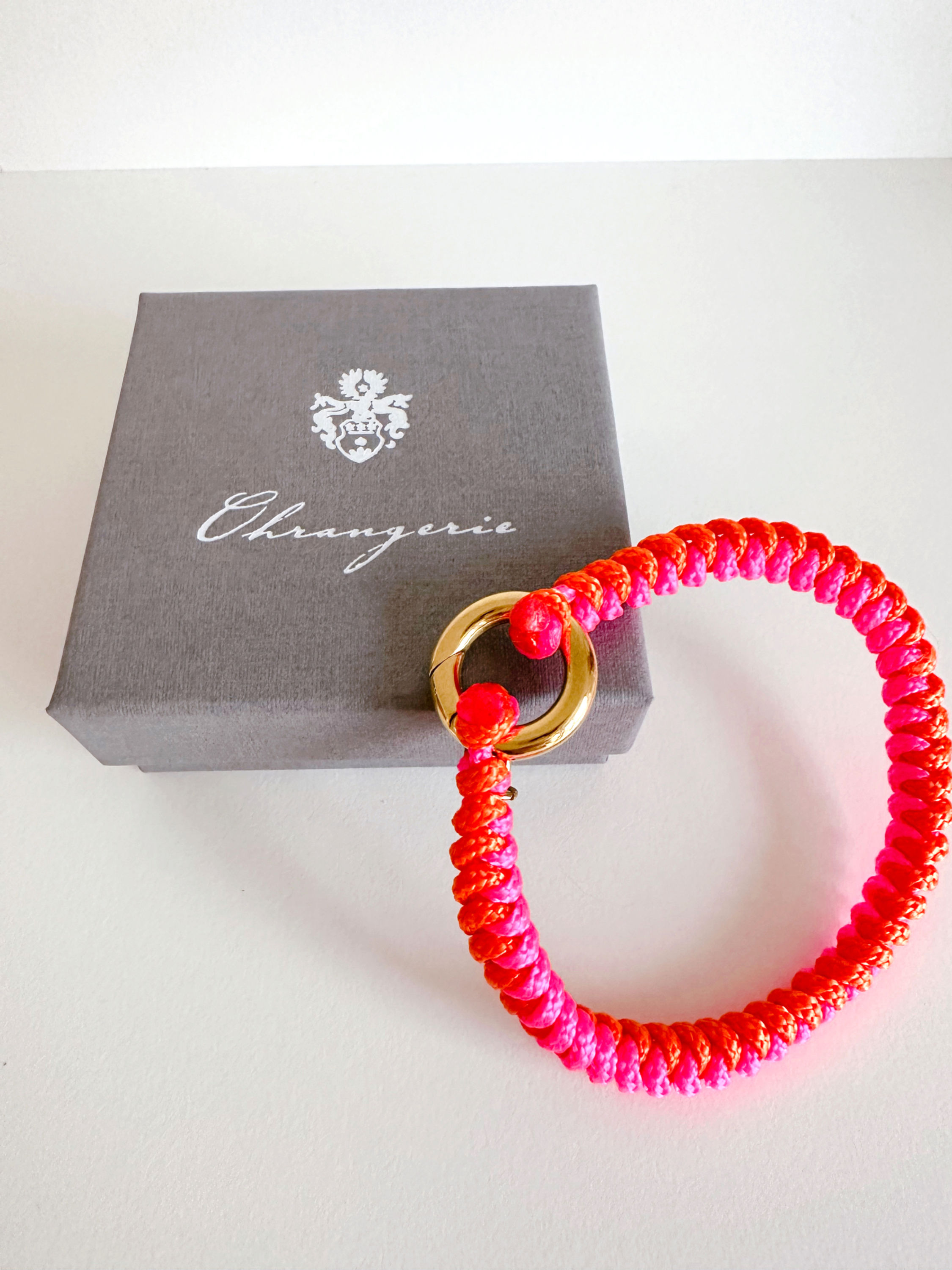 Geknüpftes Armband aus Segeltau, neonpink/neonorange