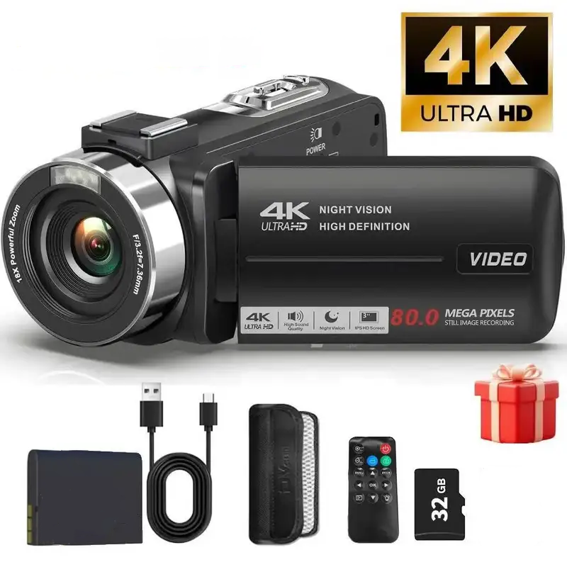 4K Video Camera Camcorder Ultra 80MP Digital Camera Vlogging Camera for YouTube