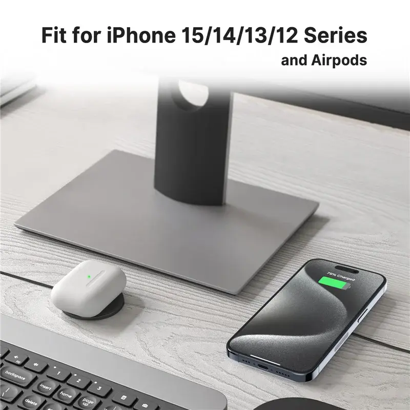 Thumbnail: Magnetic Wireless Fast Charger Dual USB Port Mini Charging Pad For iPhone 17 16 