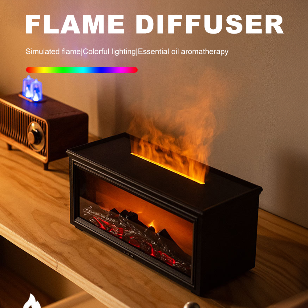 Creative Fireplace Humidifier Aroma Flame Humidifier Fragrance Diffuser Aromathe