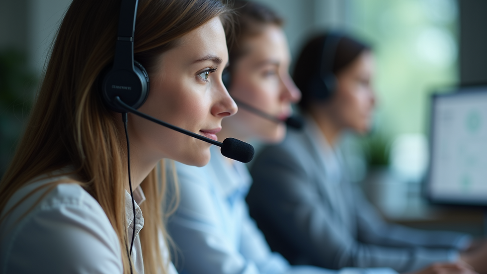 Close-up view of a headset and microphone used for remote customer support