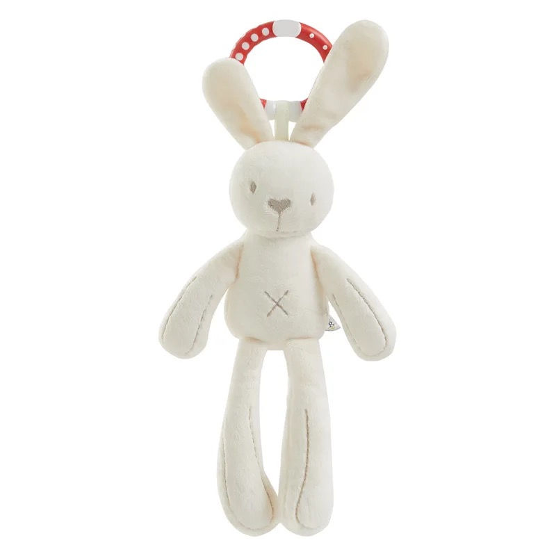 Thumbnail: Knuffel rammelaar het witte konijntje met bijtring