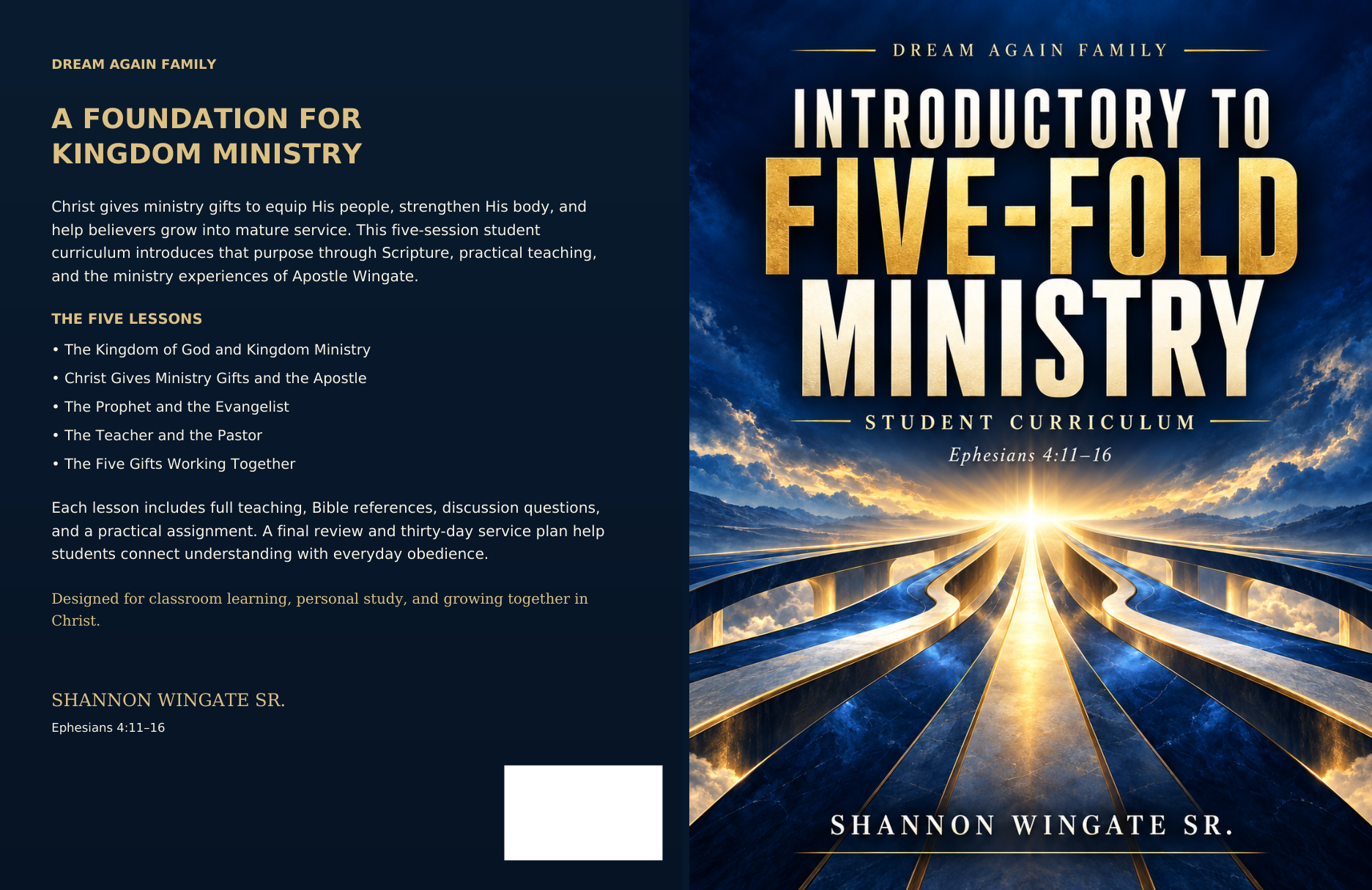 Introductory to Five-Fold Ministry student curriculum front cover