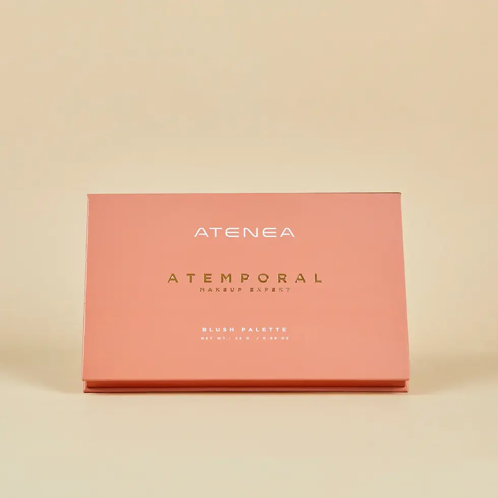 vista frontal tapa cerrada de paleta de rubores atemporal de atenea