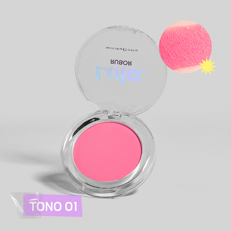 vista frontal de rubor compacto de lula beauty tono 1