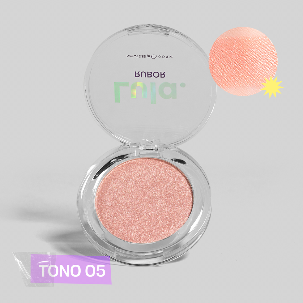 vista frontal de rubor compacto de lula beauty tono 6