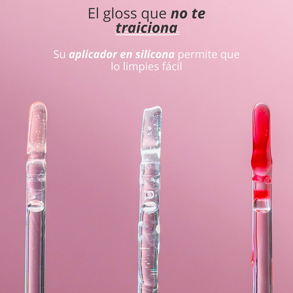 muestra de tonos de los tres lip gloss de Ani-k con descripcion