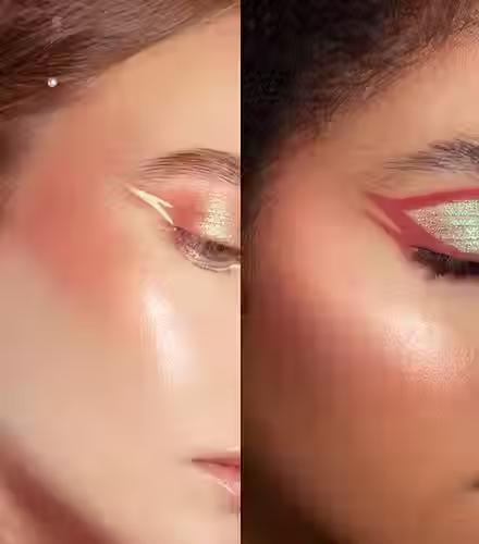 modelo usando rubor en crema hortensia de aurora pro makeup