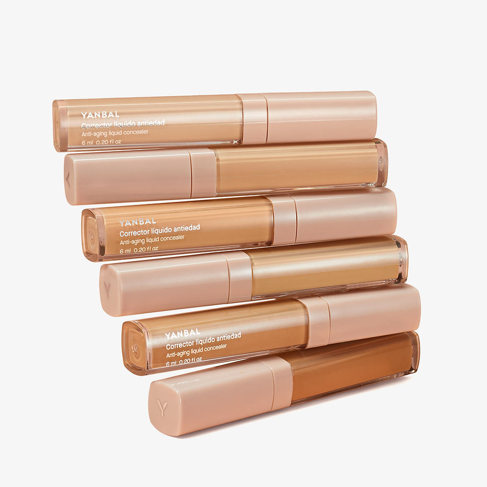 Vista frontal de varios correctores diferentes tonos liquido antiedad de Yanbal