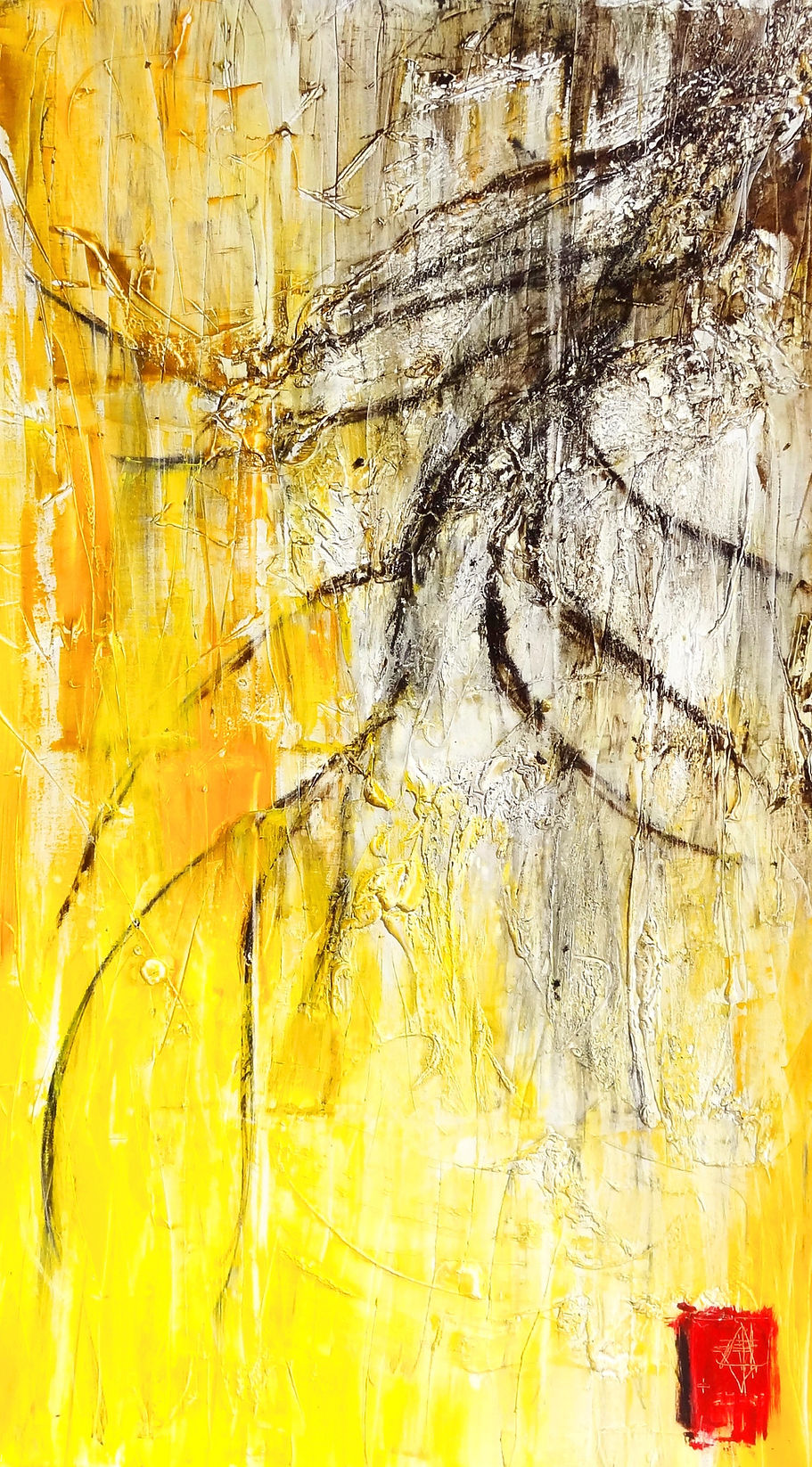 Mixed media painting influeneced by chinese traditional art and taoism