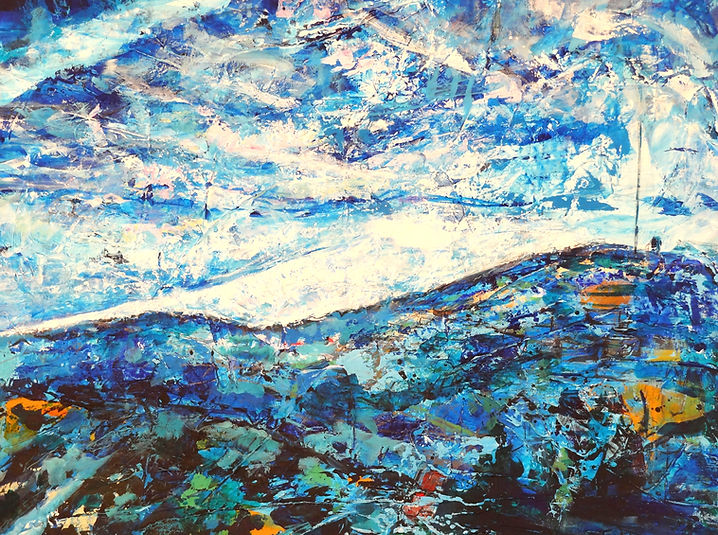 Acrylic painting from rooftop in budapest