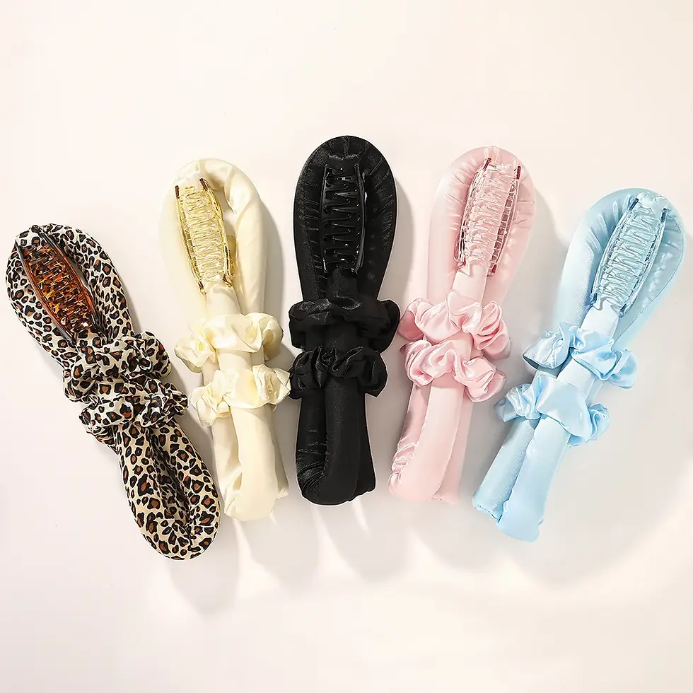 Thumbnail: Heatless Curling Rod Headband No Heat Silk Curls Ribbon Hair Rollers Sleeping So