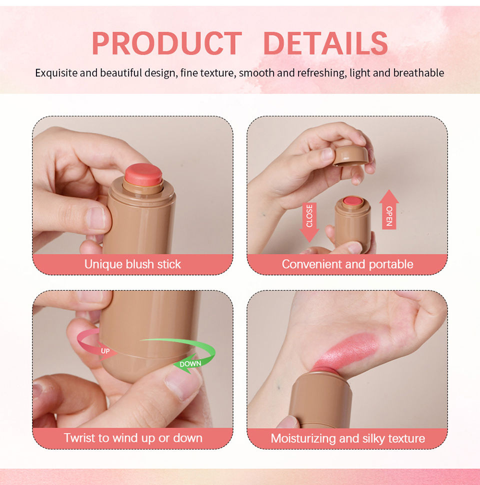 Thumbnail: Magic Blush Stick 3-in-1 Cheek Lip Tinted Moistured Blush Stick Silky Brighten B