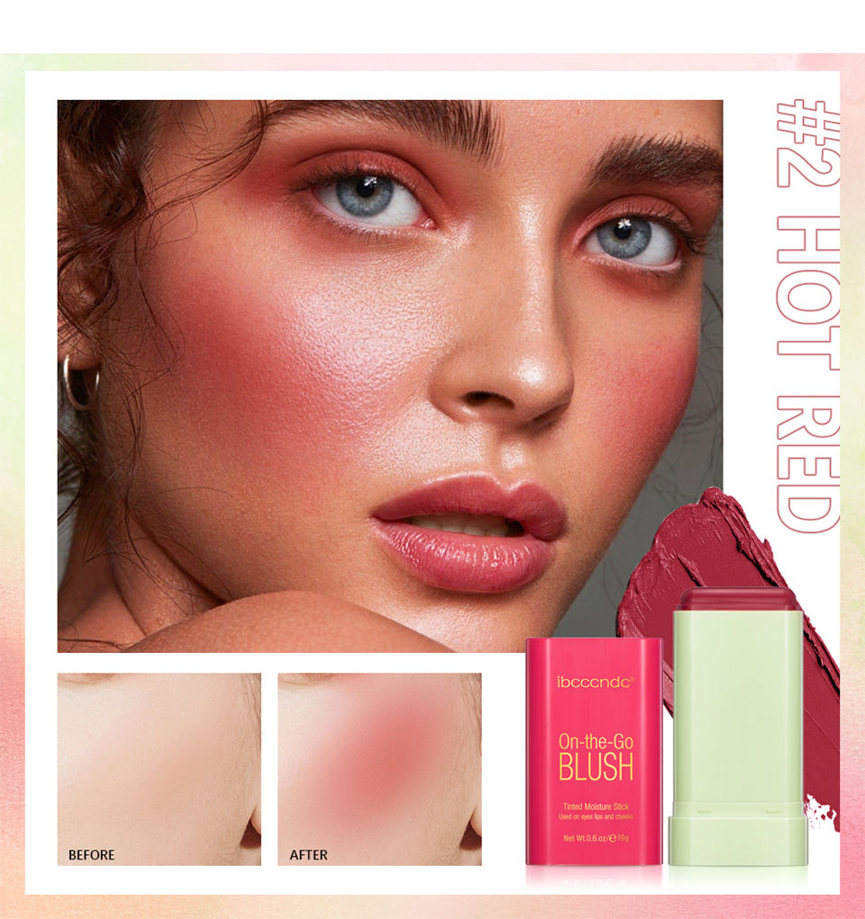Thumbnail: Multi-Functional Blush Stick Easy Color Rouge Blusher Cream Waterproof High Colo
