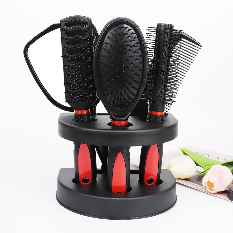 Thumbnail: 5-Pack Comb Brush Set with Mirror Hair Brush Holder Air Cushion Comb