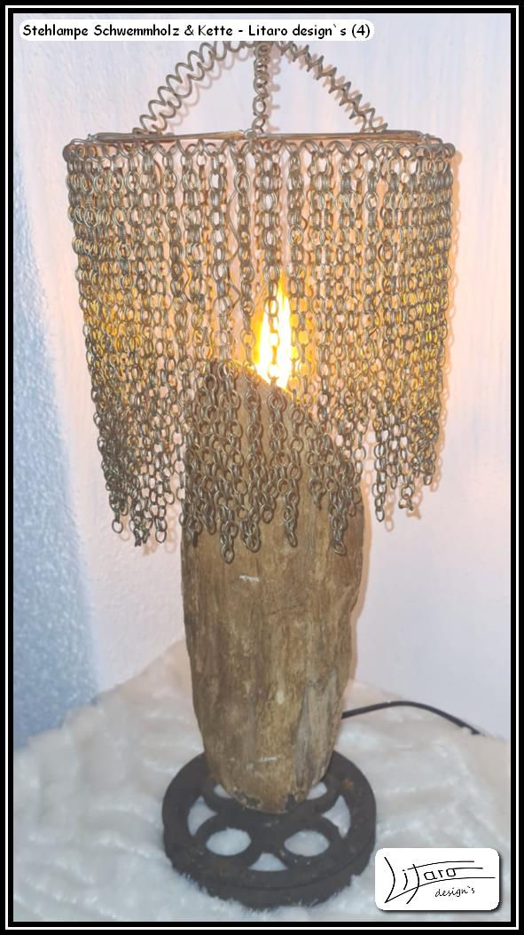 Miniaturbild: Designer Lampe Schwemmholz & Altkupferkette