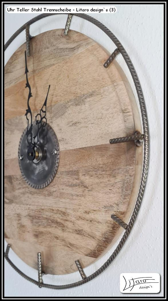 Miniaturbild: Uhr Holz, Stahl & Stahlscheibe