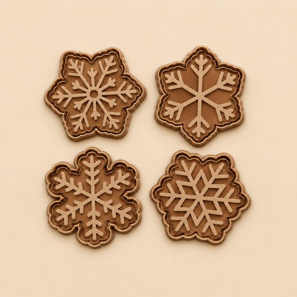 Kit 4 Carimbos e Cortadores Flocos de Neve