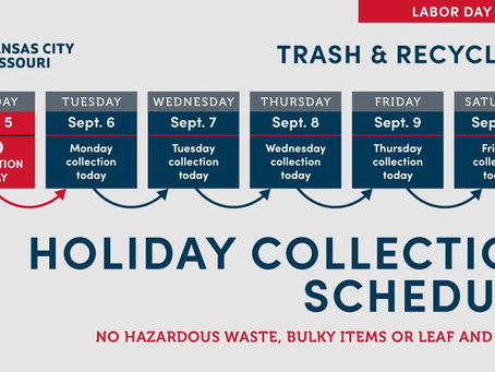 KCMO Labor Day Trash Schedule