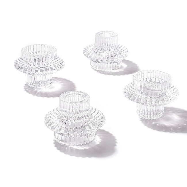 Glass Ripple Votive Candle Holder Clear