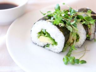 VEGAN SUSHI WITH RADISH MICROGREENS