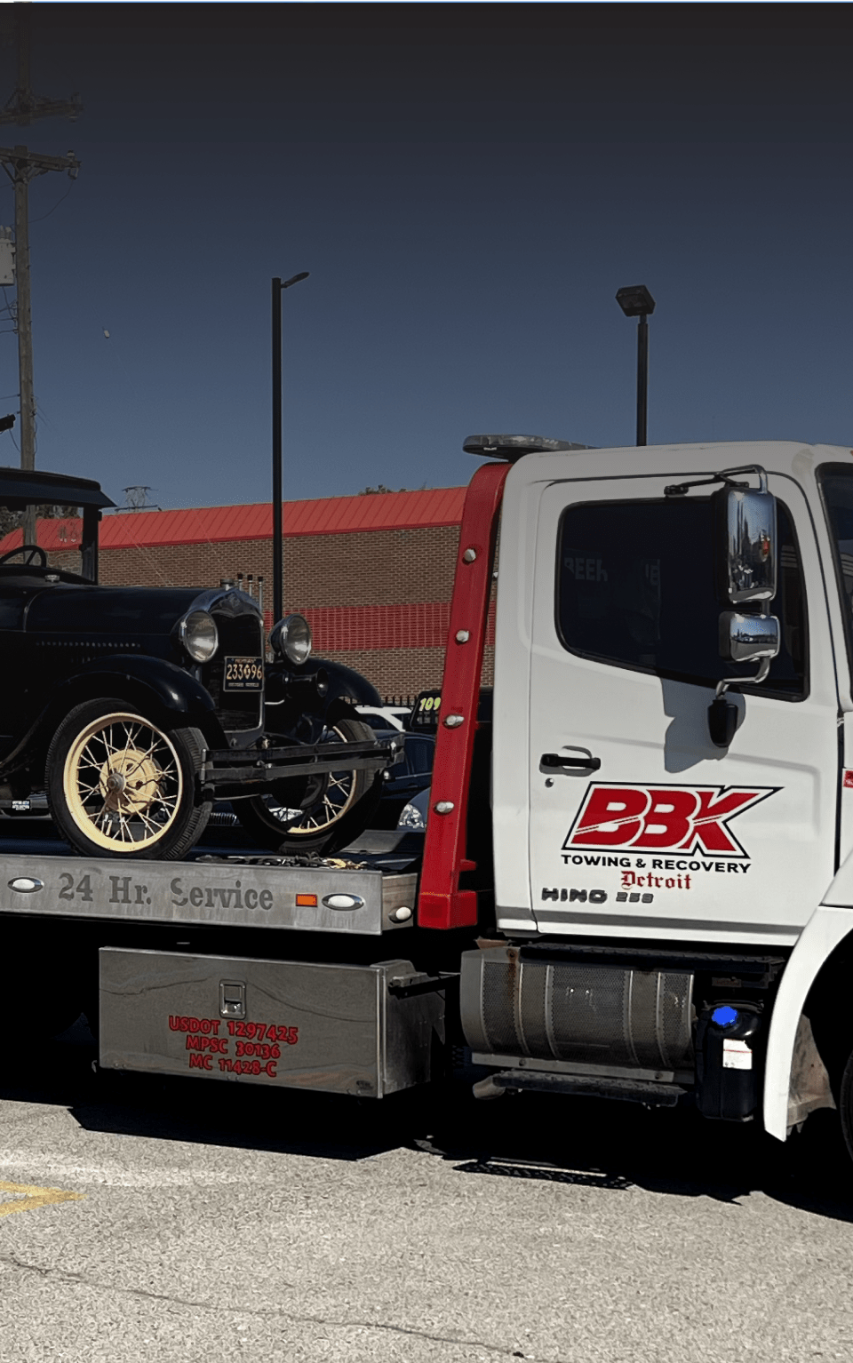 Impounded vehicle on the tow truck