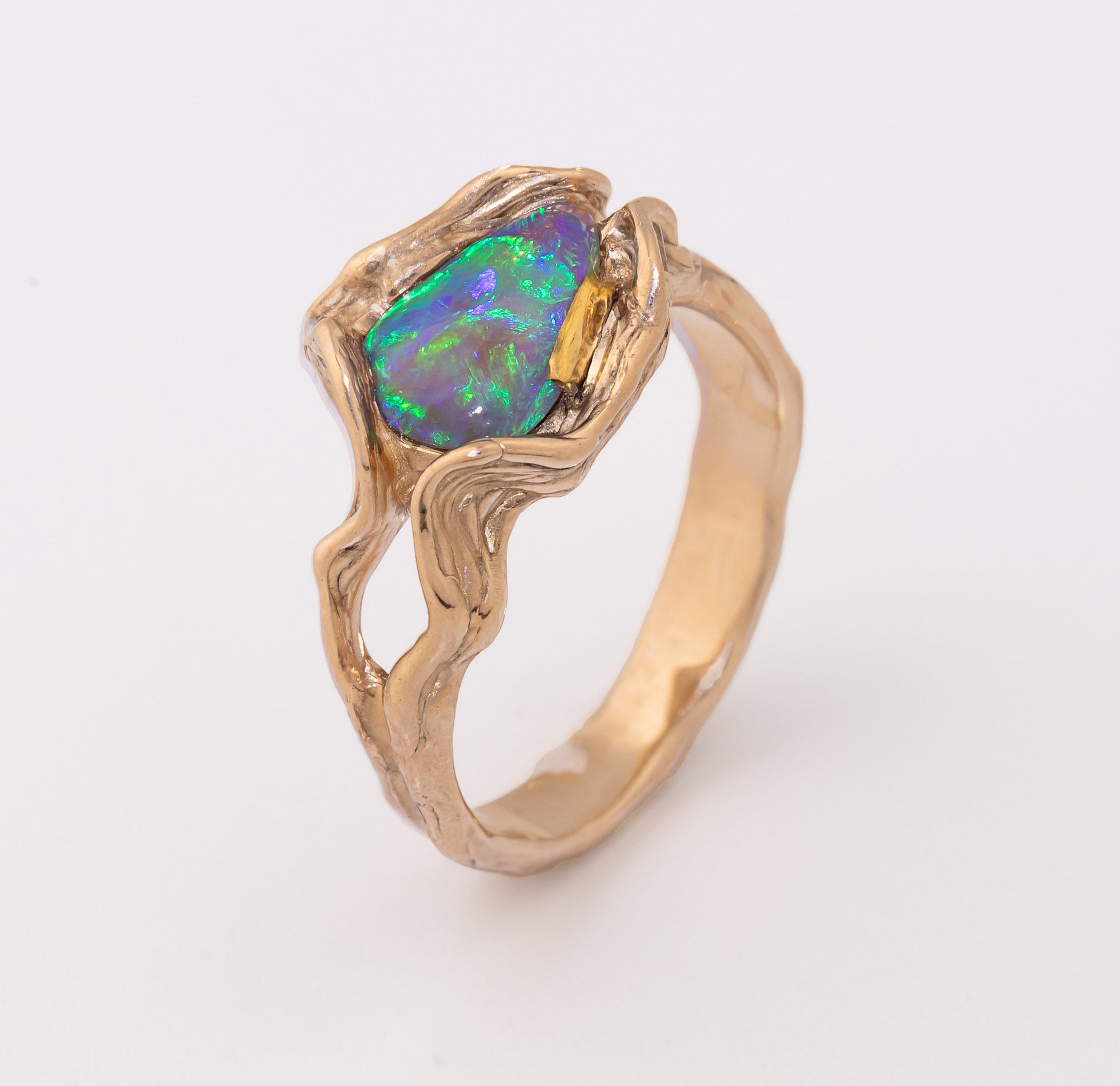 Sedona  Arizona   Tlaquepaque   Jewelry   Ring   14k Gold   Natural Australian Black Opal   Barb and Ken Newman   BKR37
