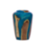 Sedona  Arizona  Tlaquepaque  Home Accents  Turned Wooden Vase  Mesquite Wood  Aqua Blue Resin  Don Horton  DH339