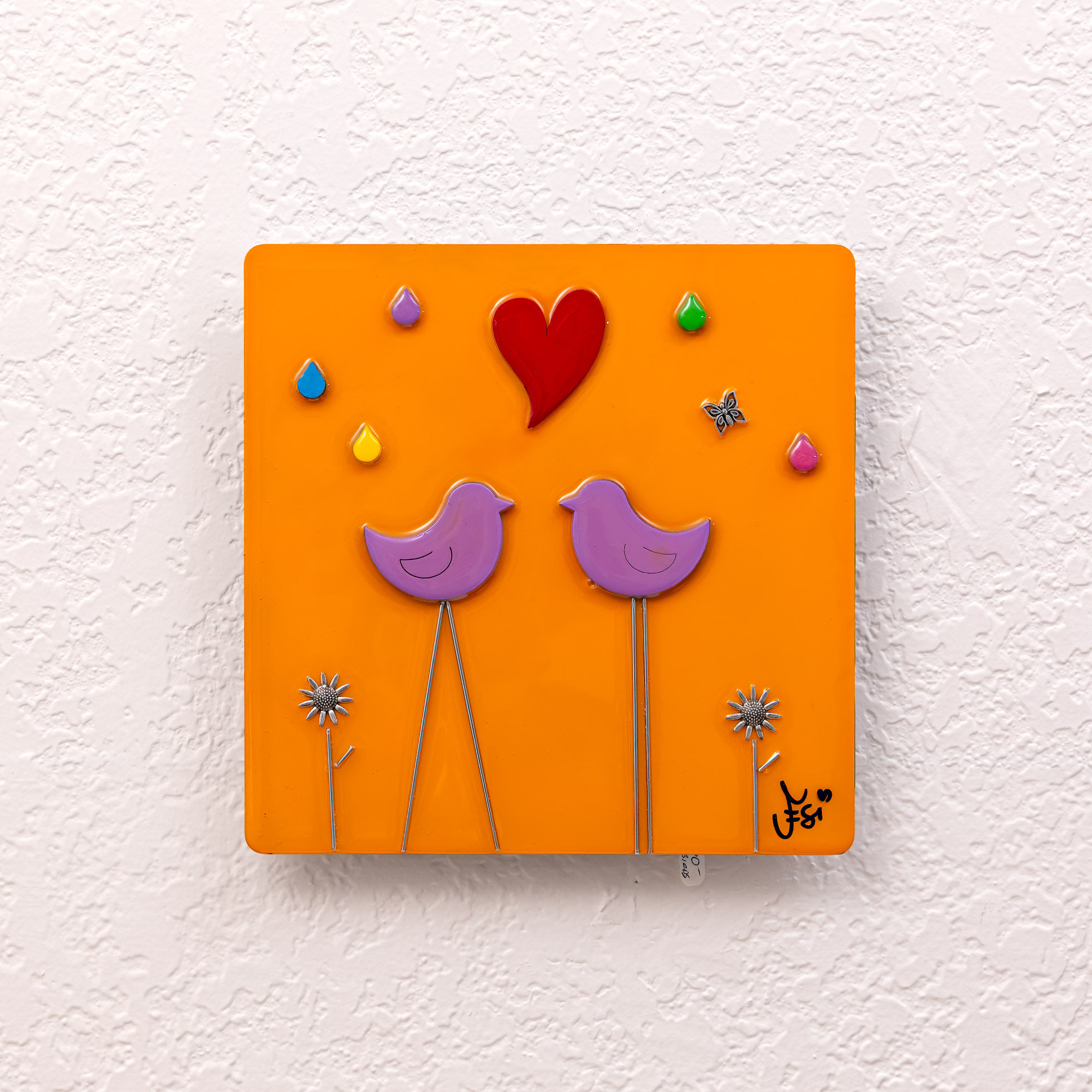 Sedona  Arizona  Tlaquepaque  Whimsical   Multimedia  Reclaimed Metal  Jessi Brooks  Love Birds  JB74A