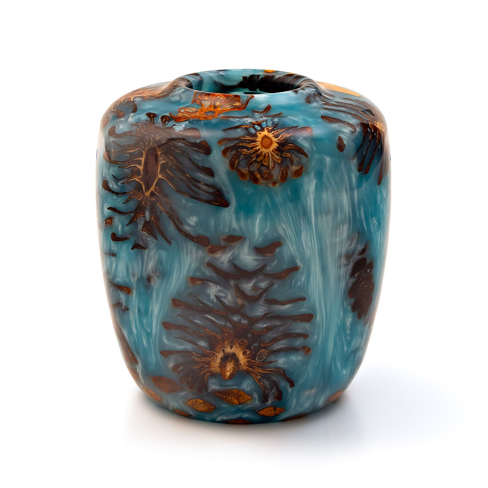 Thumbnail: Sedona  Arizona  Tlaquepaque  Home Accents  Turned Vase   Pinecones   Aqua Resin  Don Horton  DH376