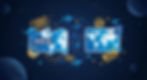 World maps labeled "MICE" and "VISA" with planes, visa stamps, and passport graphic on a starry blue background.