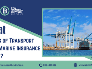 Shipping port with cranes and a cargo ship under a bright sky. Text: "What Modes of Transport Does Marine Insurance Cover?" with contact details.