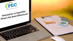 Comparison chart explaining attestation vs apostille process for international document legalization.