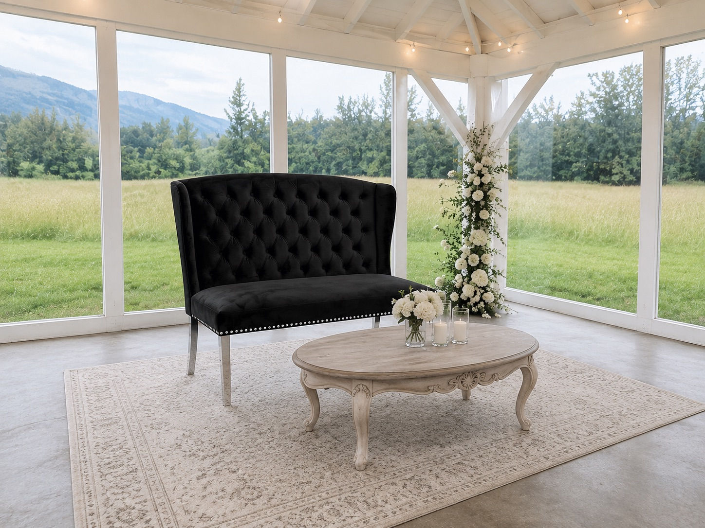 Black Tufted Loveseat