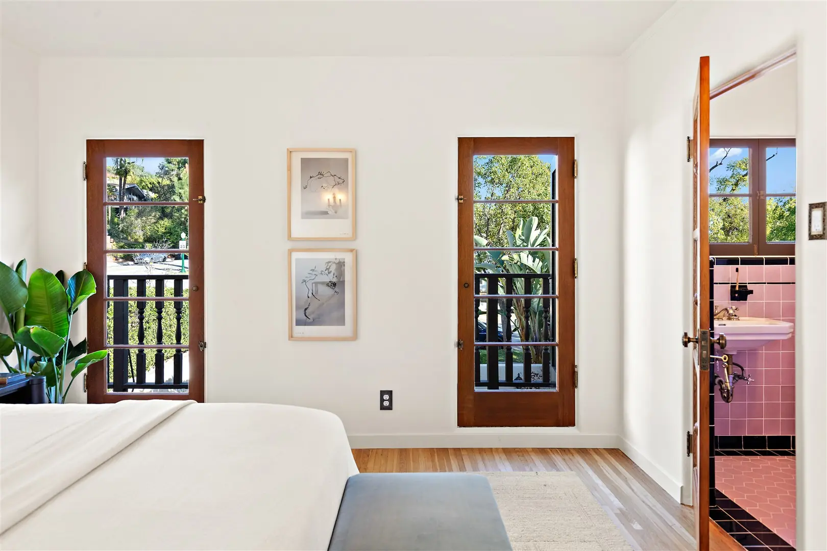 Upper balcony and French doors at 1239 Geneva Street