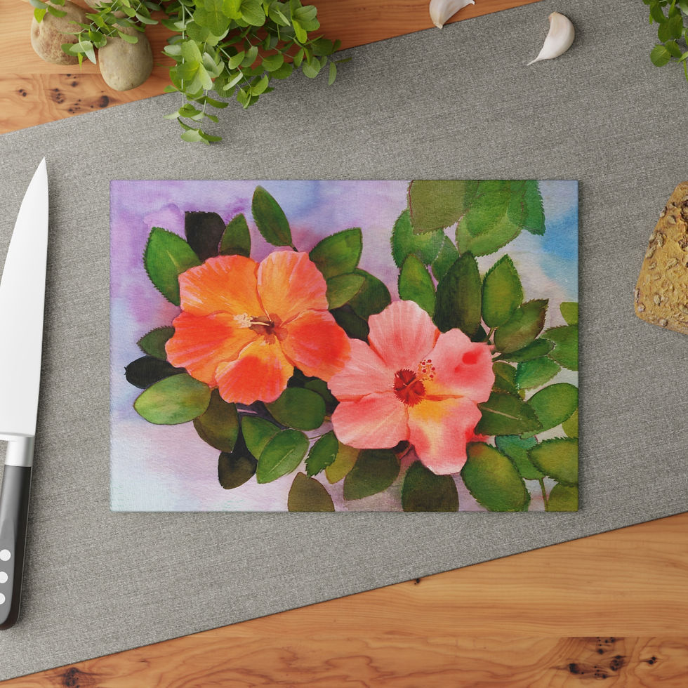 Thumbnail: Hawaiian Ibiscus Glass Cutting Board