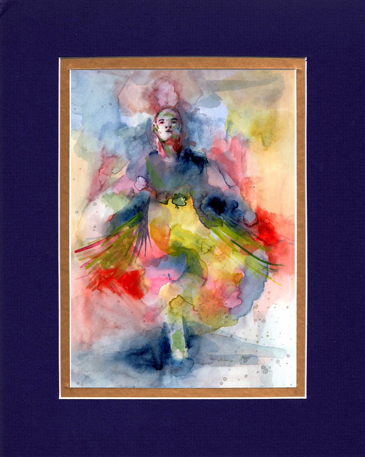 Watercolor Shawl Dancer 2020 11"x14" (Image size = 8"x11")