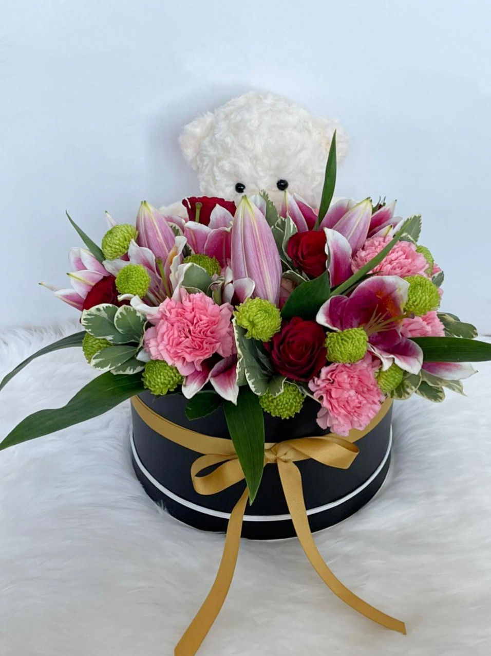 Thumbnail: Bountiful Fresh Flowers & Bear in a Box