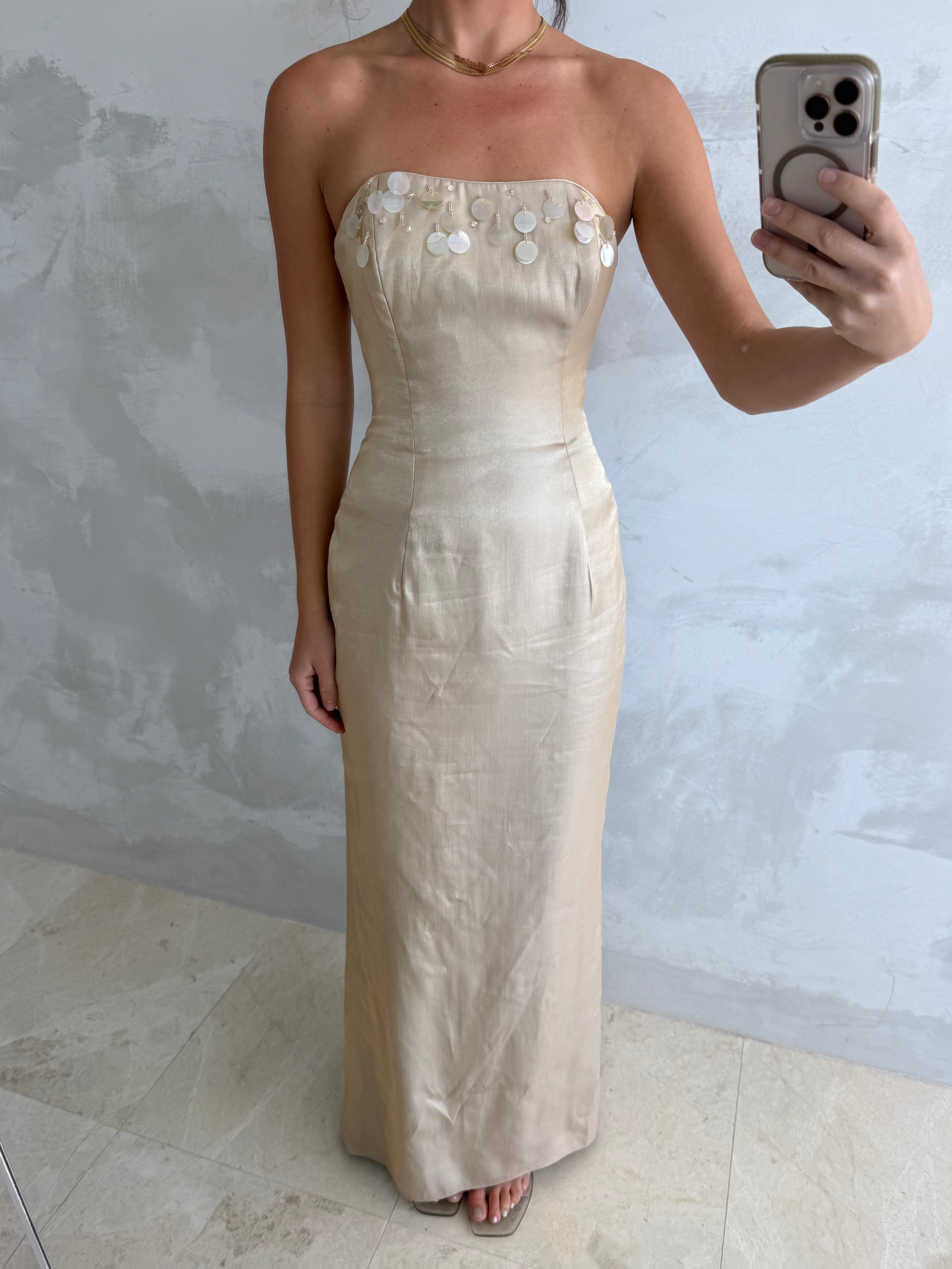 Vintage Champagne Hue Column dress