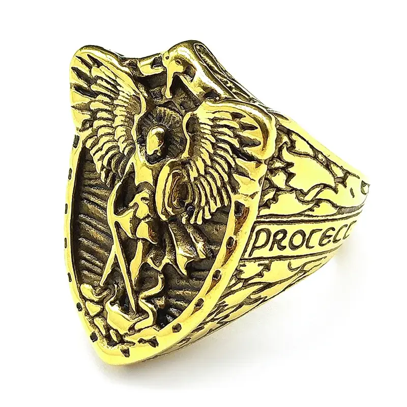 Миниатюра: Metal Archangel Michael Ring: Men's Women’s Religious Jewelry