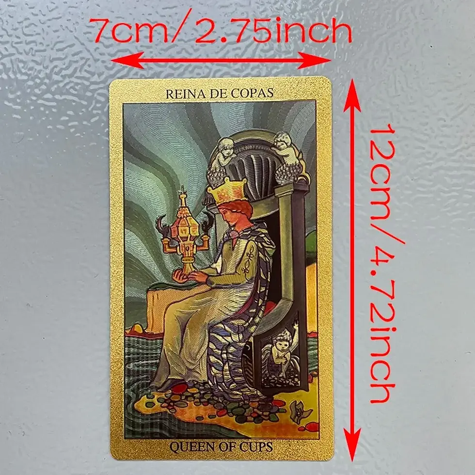 Miniature : Spanish English Golden Foil Tarot Cards 12x7cm Divination Prophecy Beginners