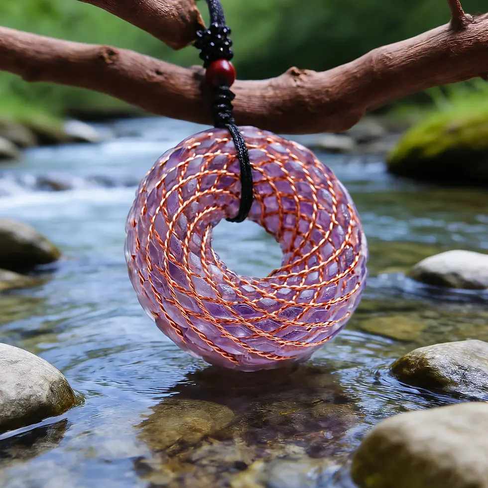Миниатюра: Rodin Coil & Lapis Lazuli Necklace Pendant Natural Stone Adjustable Chain