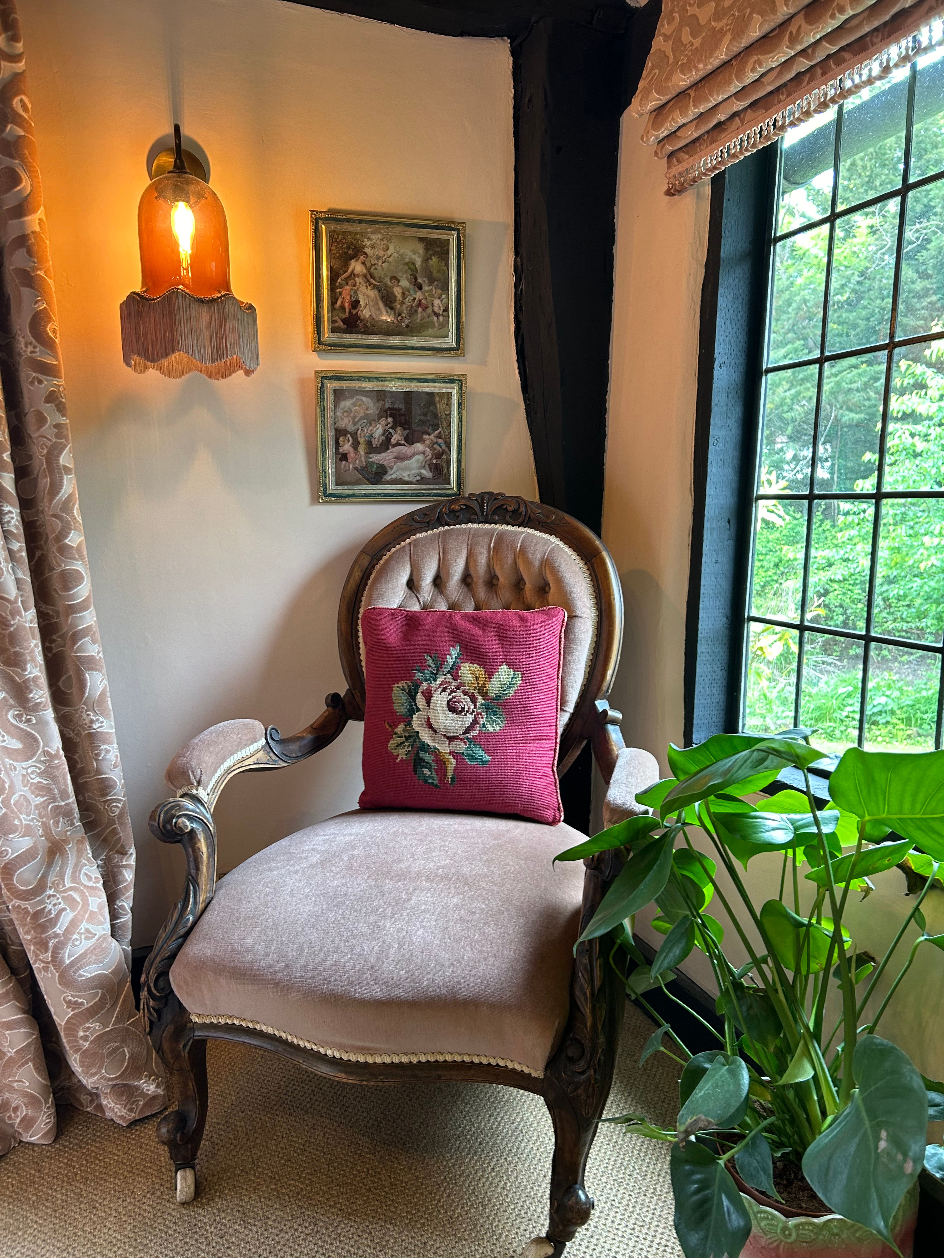 Decorative Red Needlepoint Cushion