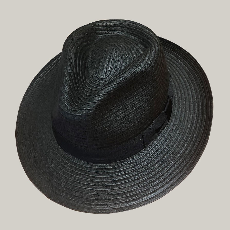 BERKELEY Chapeau Fedora Noir Paper Braid - BIGALLI